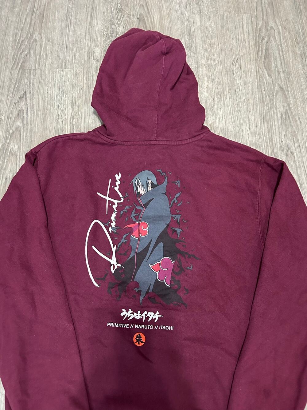 Primitive x Naruto Shippuden Itachi Hoodie Mens Medium Maroon Burgundy Graphic M